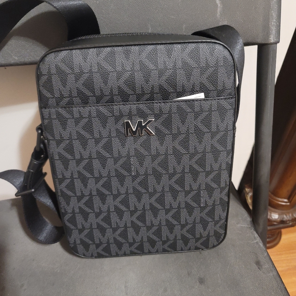 Michael Kors Gray and Black Logo Messenger Bag